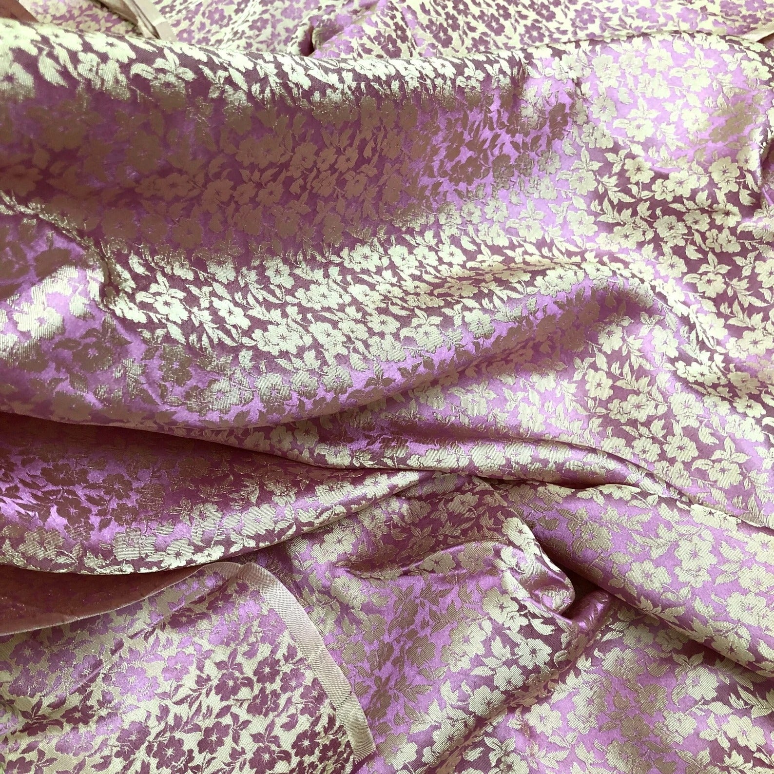 Pink Floral Mulberry Silk Fabric by the Yard – Handwoven Vietnam