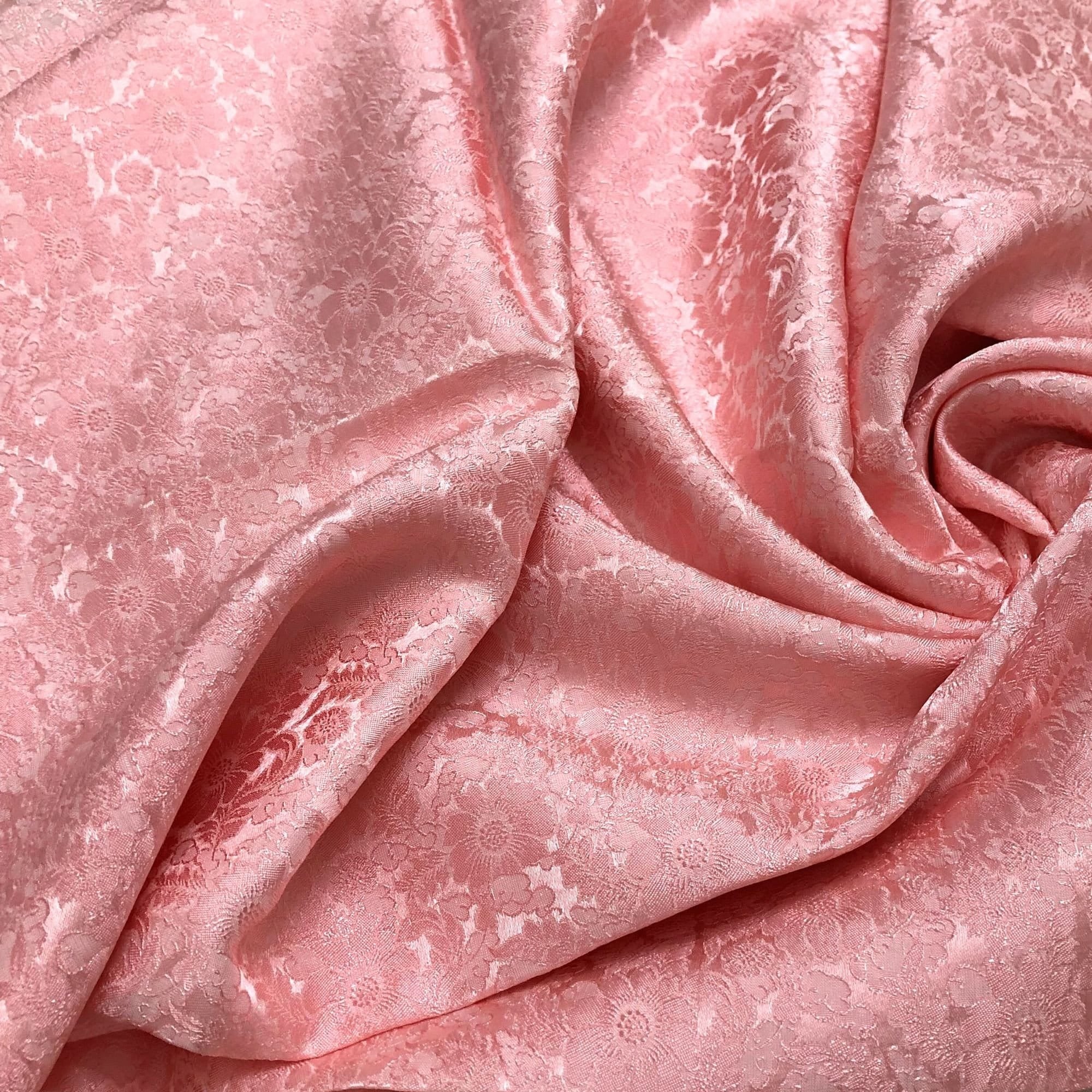 Pink Chrysanthemum Mulberry Silk Fabric – Handwoven Vietnam