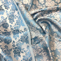 Blue Floral Mulberry Silk Fabric by the Yard – Handwoven Vietnam