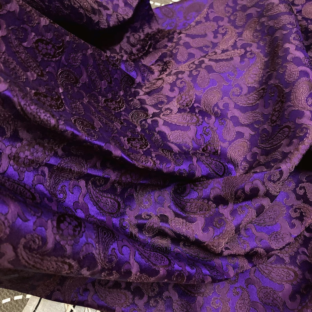 Mulberry Motif Silk Fabric – Purple Natural Silk for Dressmaking