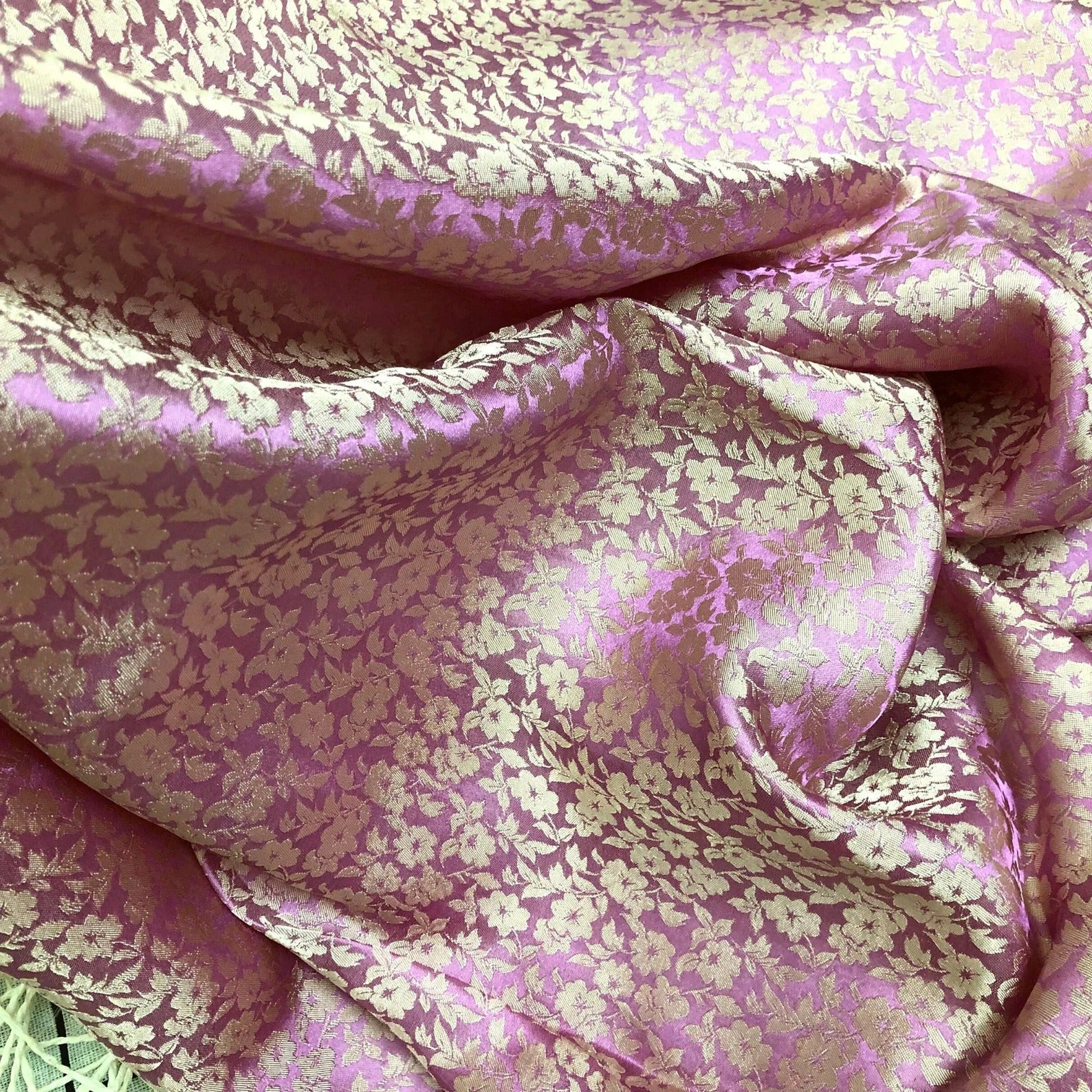 Pink Floral Mulberry Silk Fabric by the Yard – Handwoven Vietnam