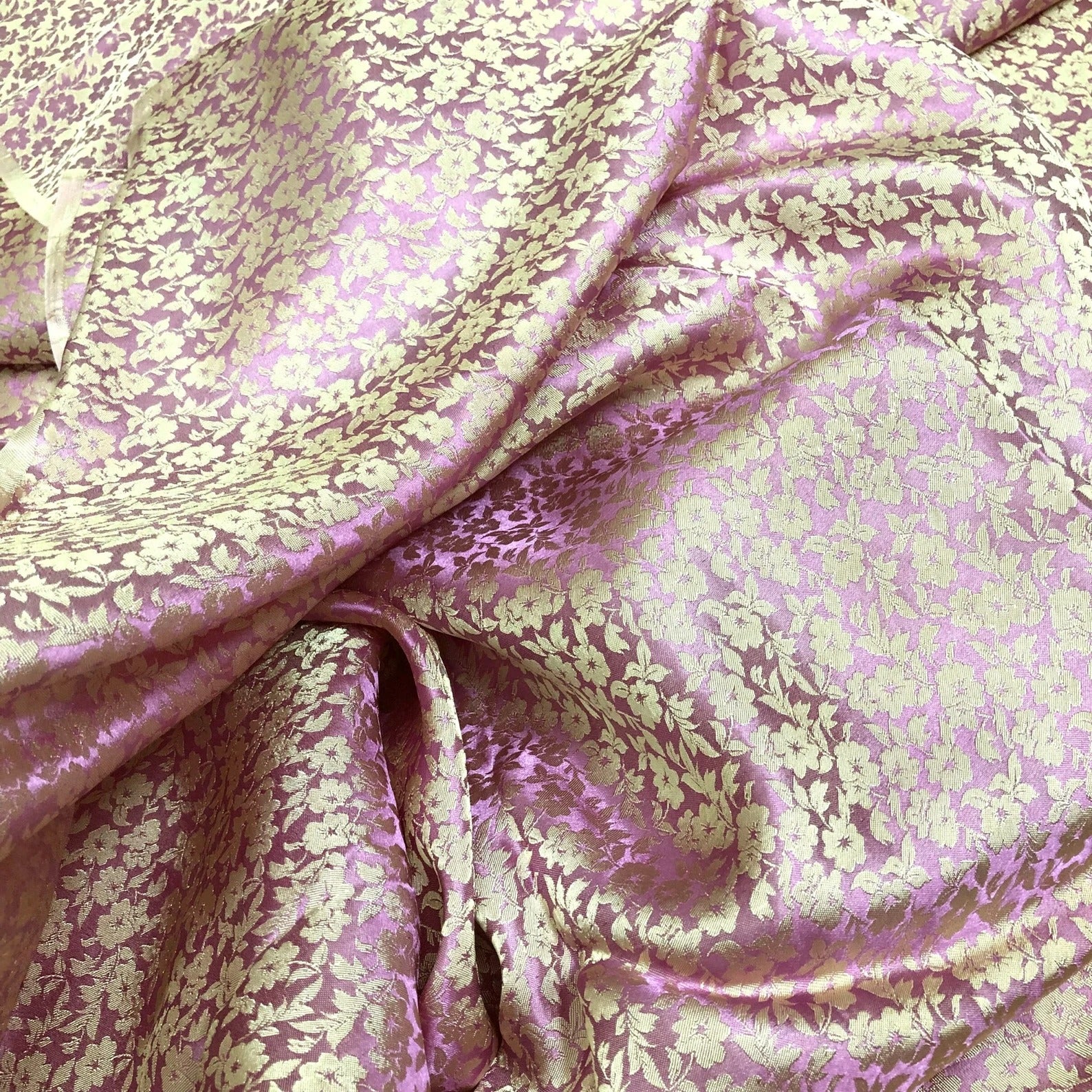 Pink Floral Mulberry Silk Fabric by the Yard – Handwoven Vietnam