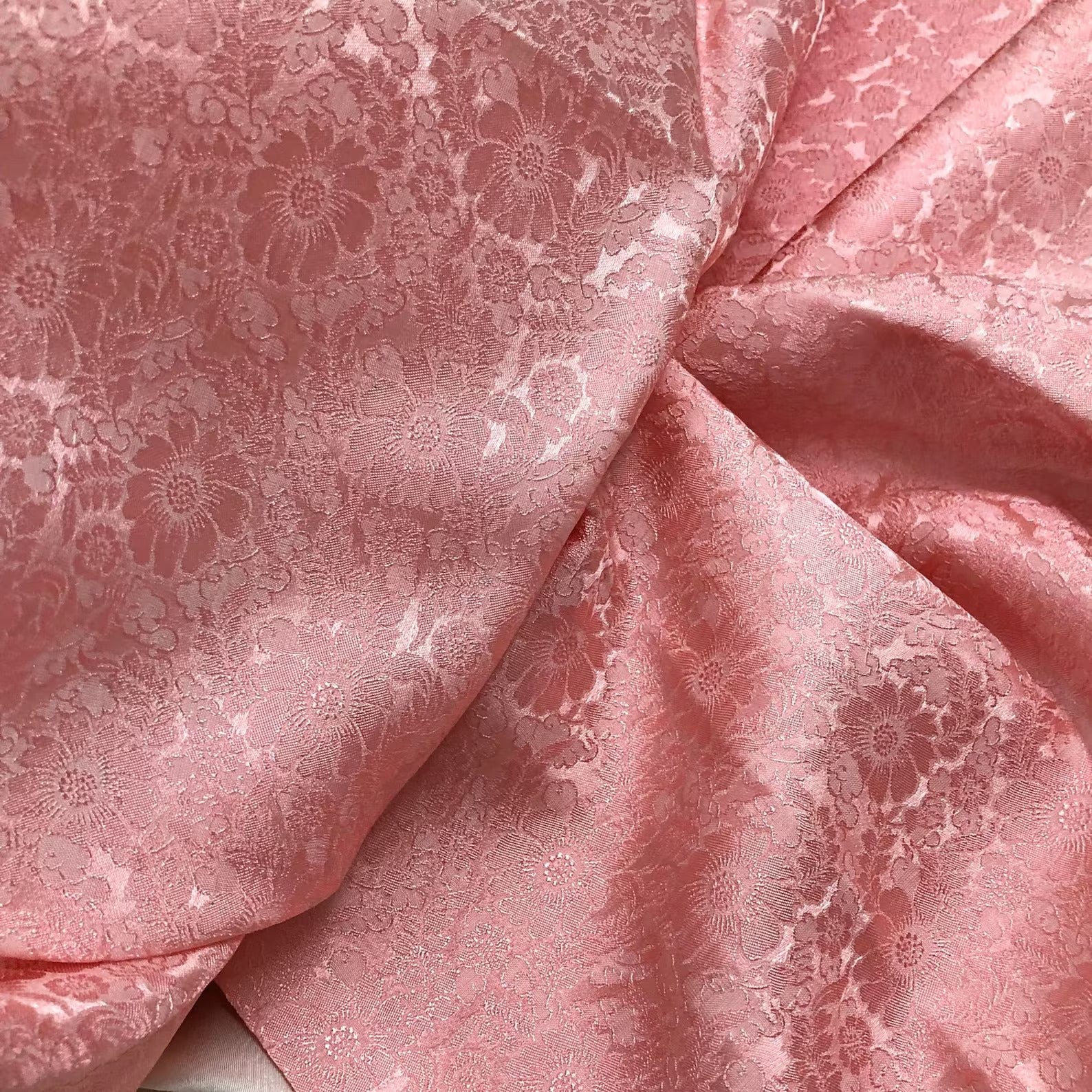 Pink Chrysanthemum Mulberry Silk Fabric – Handwoven Vietnam
