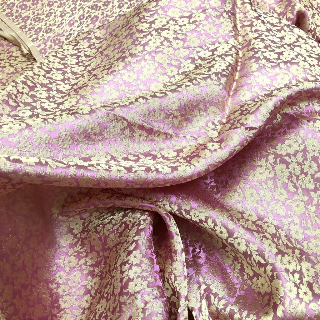 Pink Floral Mulberry Silk Fabric by the Yard – Handwoven Vietnam