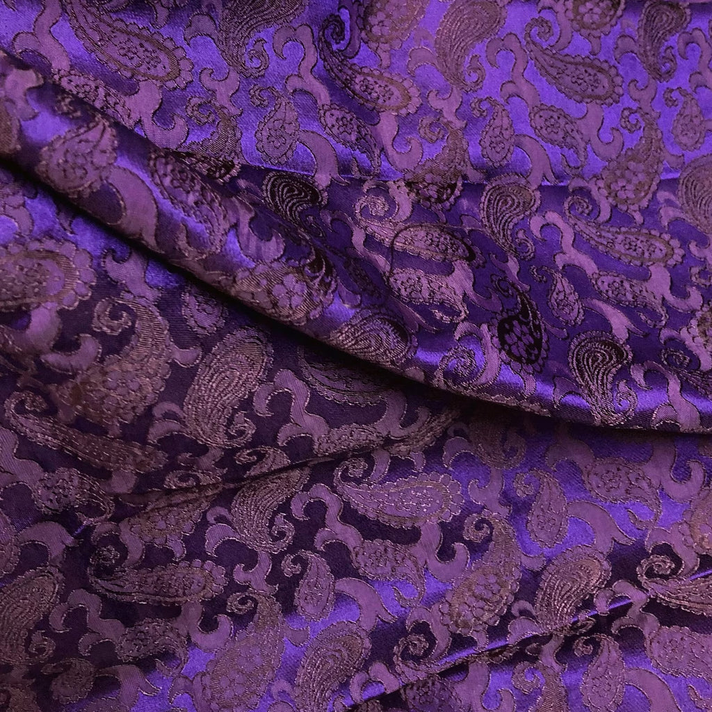 Mulberry Motif Silk Fabric – Purple Natural Silk for Dressmaking
