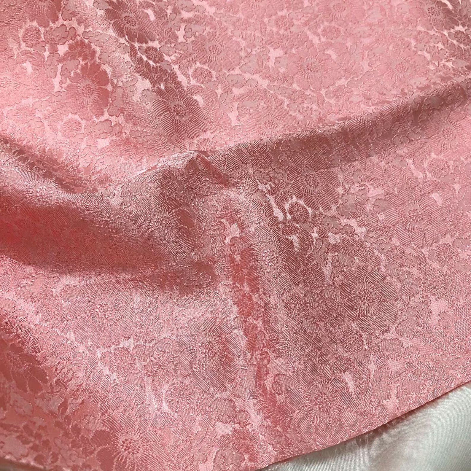 Pink Chrysanthemum Mulberry Silk Fabric – Handwoven Vietnam