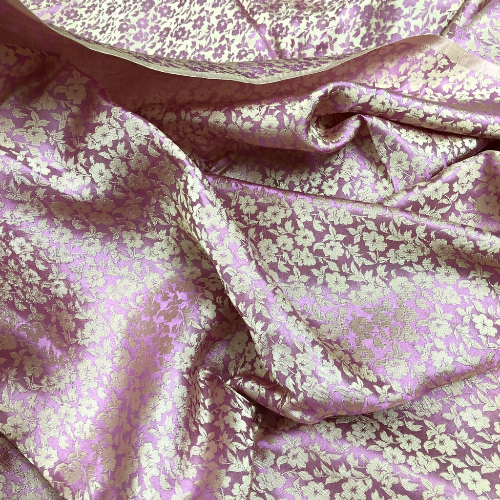 Pink Floral Mulberry Silk Fabric by the Yard – Handwoven Vietnam