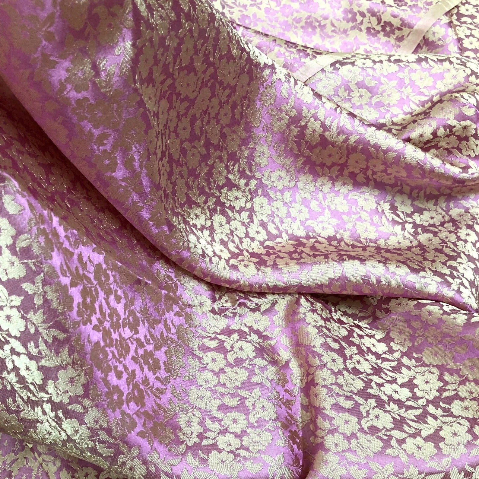 Pink Floral Mulberry Silk Fabric by the Yard – Handwoven Vietnam