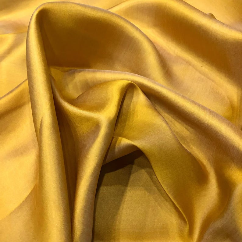 Gold Mulberry Silk Satin Fabric – Handwoven in Vietnam