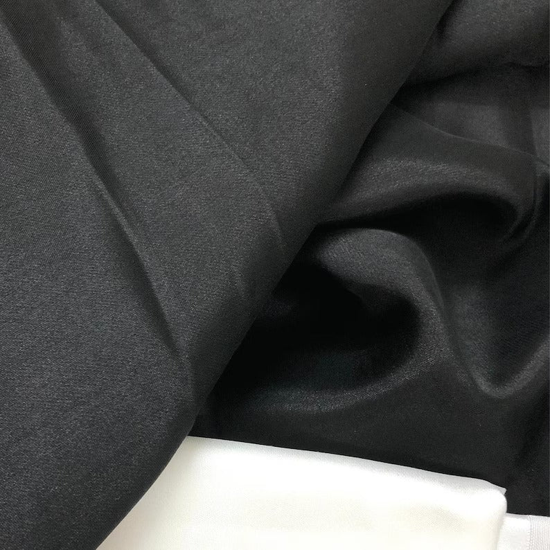 Black Mulberry Silk Satin Fabric – Handwoven in Vietnam