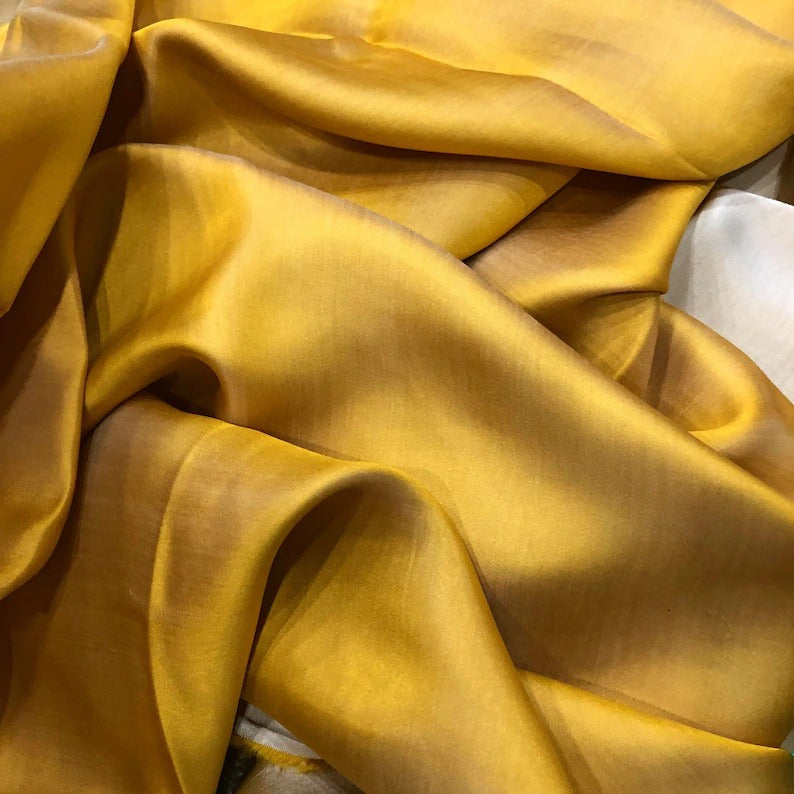 Gold Mulberry Silk Satin Fabric – Handwoven in Vietnam