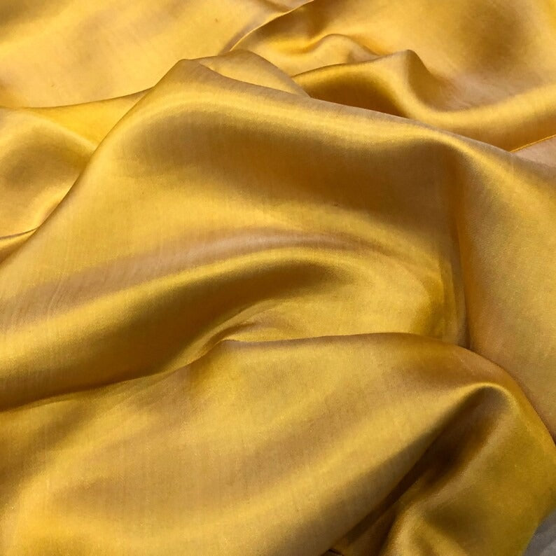 Gold Mulberry Silk Satin Fabric – Handwoven in Vietnam