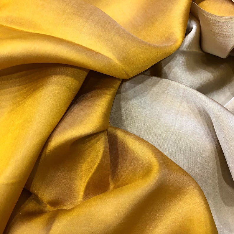 Gold Mulberry Silk Satin Fabric – Handwoven in Vietnam